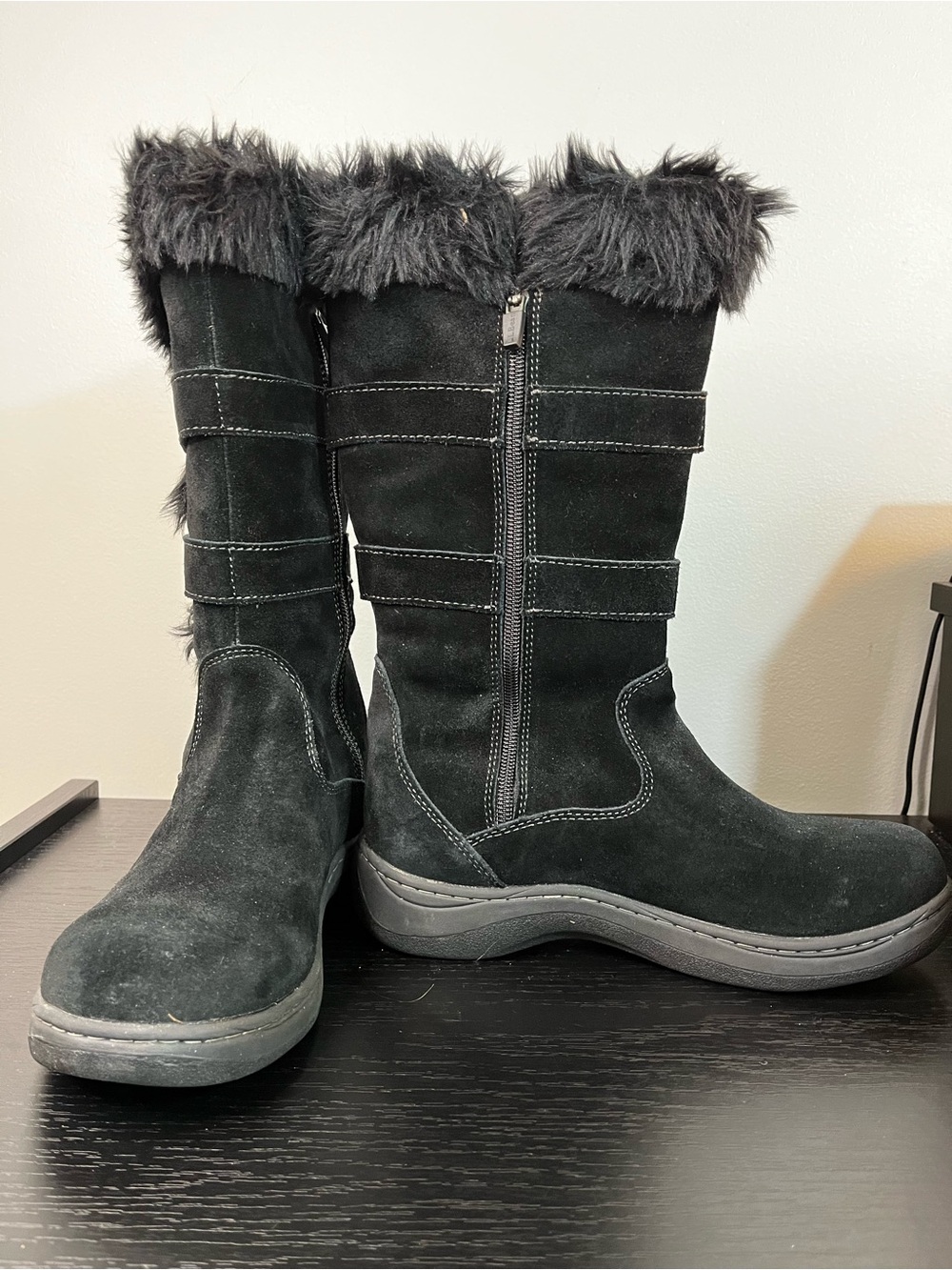 LL Bean Women's Black Nordic Insulated Waterproof Suede Winter Boots Size 6.5